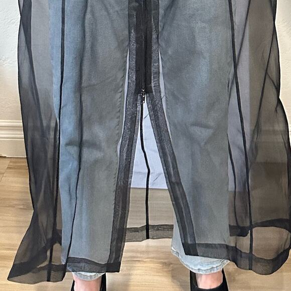 PEACHOO + KREJBERG Silk Transparent Coat in Black size M with Hood RTW SS13 - Picture 12 of 16